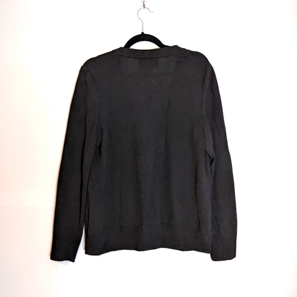 St. John Caviar Santana Knit Cardigan Black Embellished Buttons L - Picture 8 of 8